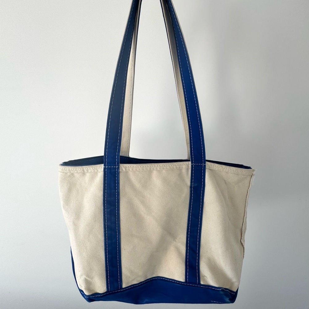 LLBean Boat & Tote: Blue and Cream Tote Bag